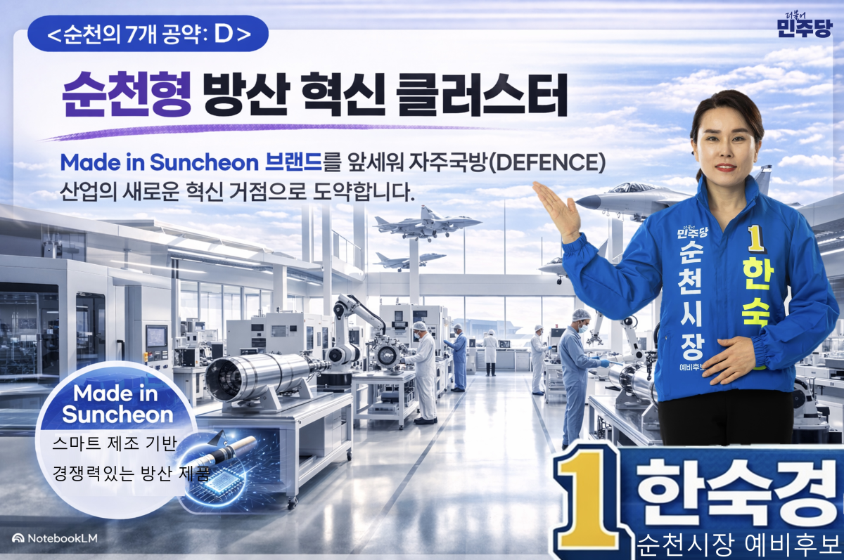 한숙경 순천시장 예비후보가 ‘순천형 방산 혁신 클러스터’ 조성 공약을 발표했다.