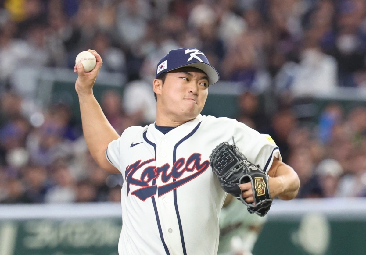 고우석이 8일 일본 도쿄돔에서 열린 2026 월드베이스볼클래식(WBC) C조 조별리그 3차전 대한민국과 대만의 경기에서 9회초 역투하고 있다. 2026.3.8 도쿄 연합뉴스