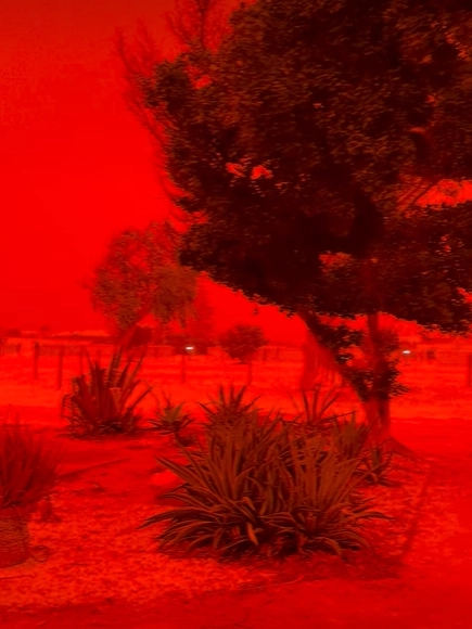 지난 27일 호주 서부 샤크베이 지역에 열대성 사이클론 ‘나렐’이 접근하면서 하늘이 붉게 변하는 현상이 나타났다. 샤크베이 캐러밴 파크 페이스북 캡처