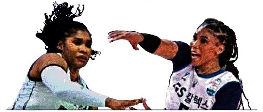 한국도로공사의 모마와 GS칼텍스의 실바. 한국배구연맹 제공