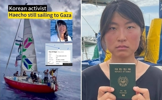 8일(현지시간) 이스라엘군은 한국인 활동가 김아현씨(활동명 해초·27, 사진) 등이 탑승한 가자지구 구호선박을 나포했다. 2025.10.9 인스타그램