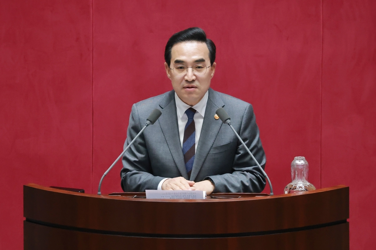 31일 국회에서 열린 3월 임시국회 제3차 본회의에서 박홍근 기획예산처 장관이 신임 국무위원 인사말을 하고 있다. 연합뉴스