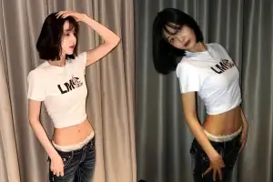 조이, ‘잘록 허리’ 돋보인 로우라이즈 패션