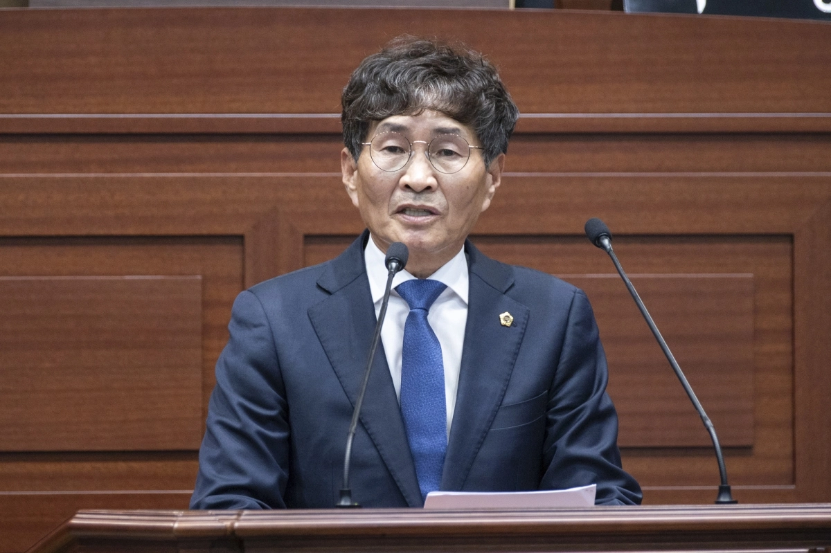 1일 제361회 임시회 본회의 5분 자유발언을 하는 임기진 의원. 경북도의회 제공
