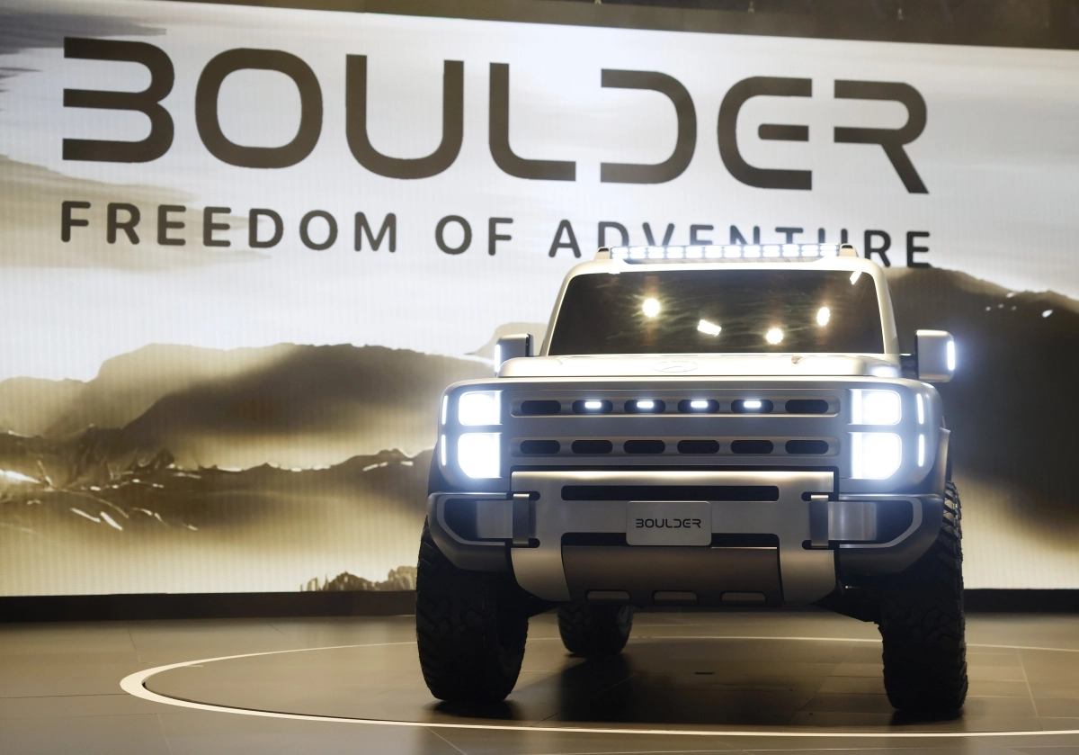 현대자동차그룹이 1일(현지시간) 미국 뉴욕 제이컵 재비츠 컨벤션센터에서 열린 ‘2026 뉴욕 국제 오토쇼’에서 차세대 중형 픽업트럭의 콘셉트카 모델인 ‘볼더’를 선보이고 있다. 뉴욕 UPI 연합뉴스