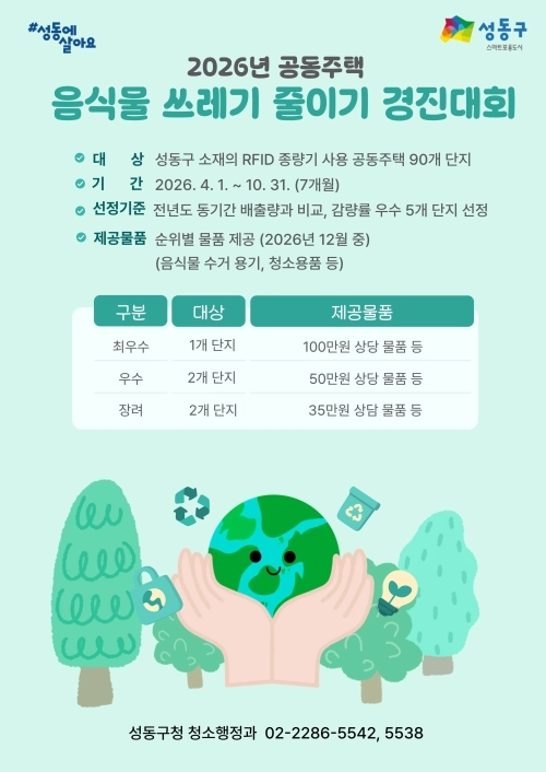 2026년 공동주택 음식물쓰레기 줄이기 경진대회 포스터. 성동구 제공