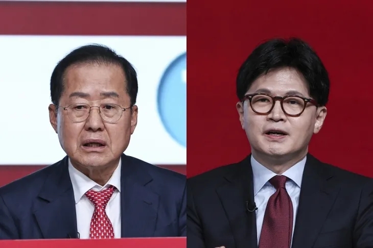 홍준표 전 대구시장, 한동훈 전 국민의힘 대표 2025.4.20 국회사진기자단