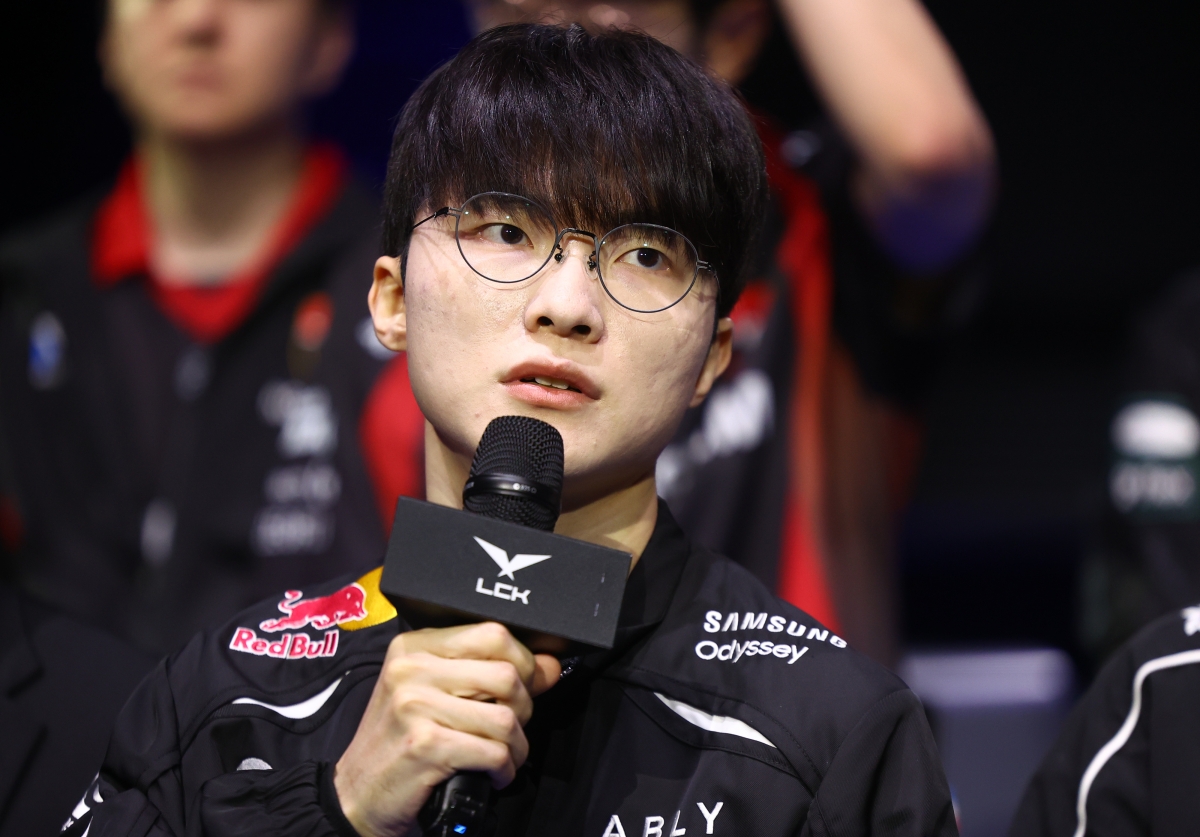 T1 소속 ‘페이커’ 이상혁이 26일 오후 서울 종로구 치지직 롤파크에서 열린 2026 리그 오브 레전드(LoL) 챔피언스 코리아 개막 미디어데이에서 발언하고 있다. 2026.3.26 뉴시스