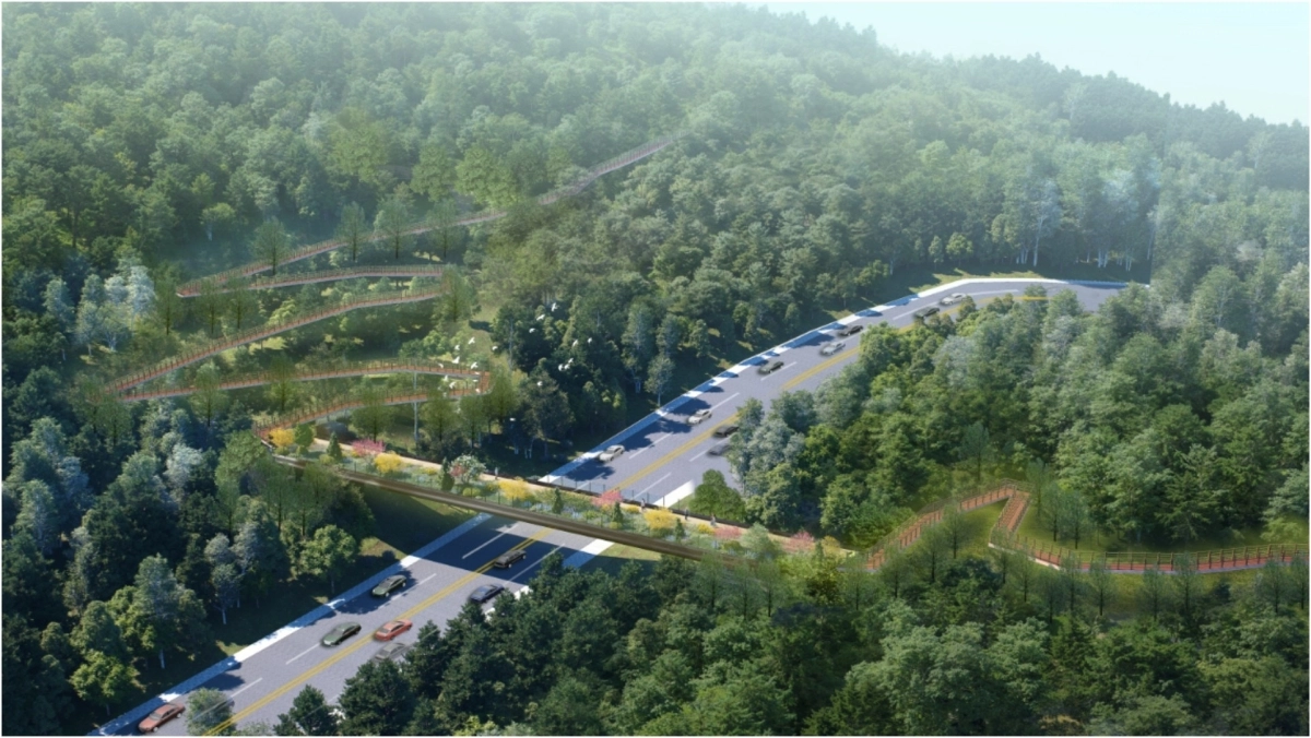 서울 중구 남산자락숲길과 남산둘레길을 연결하는 공중보행교가 설치된 후 조감도. 중구 제공