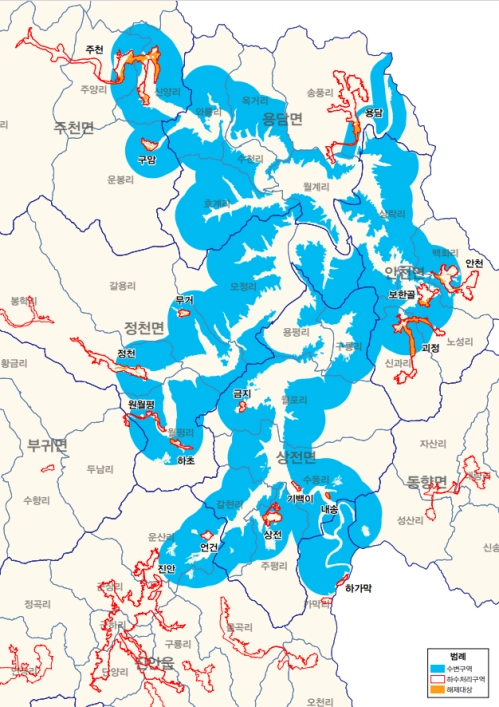용담호 수변구역 해제 위치도. 전북도 제공