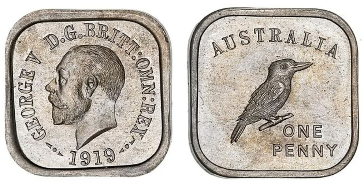 1919년 호주 멜버른 조폐국에서 발행한 사각형 무늬 쿠카부라 페니. 보존 상태가 뛰어날 경우 3700만원에 거래된다. 데일리메일 캡처