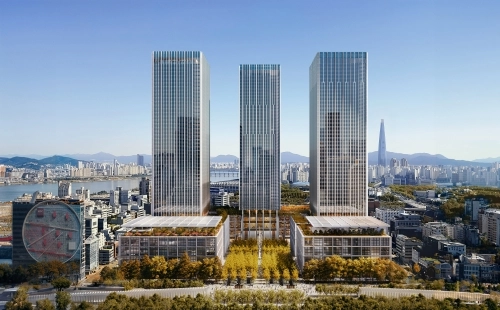 서울 강남구 삼성동 옛 한국전력 부지에 추진해온 현대차그룹 글로벌비즈니스콤플렉스(GBC) 사업 조감도.  서울시 제공