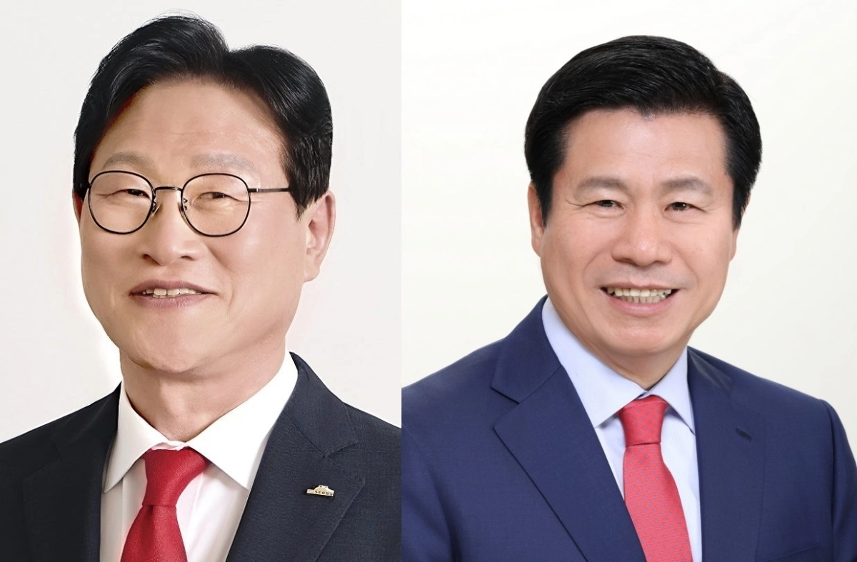 김대권 대구 수성구청장, 류규하 중구청장. 서울신문DB