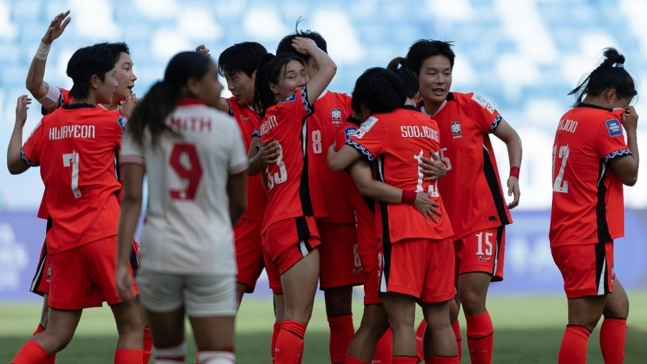 골 세리머니를 펼치는 한국 여자 축구대표팀. 대한축구협회 제공