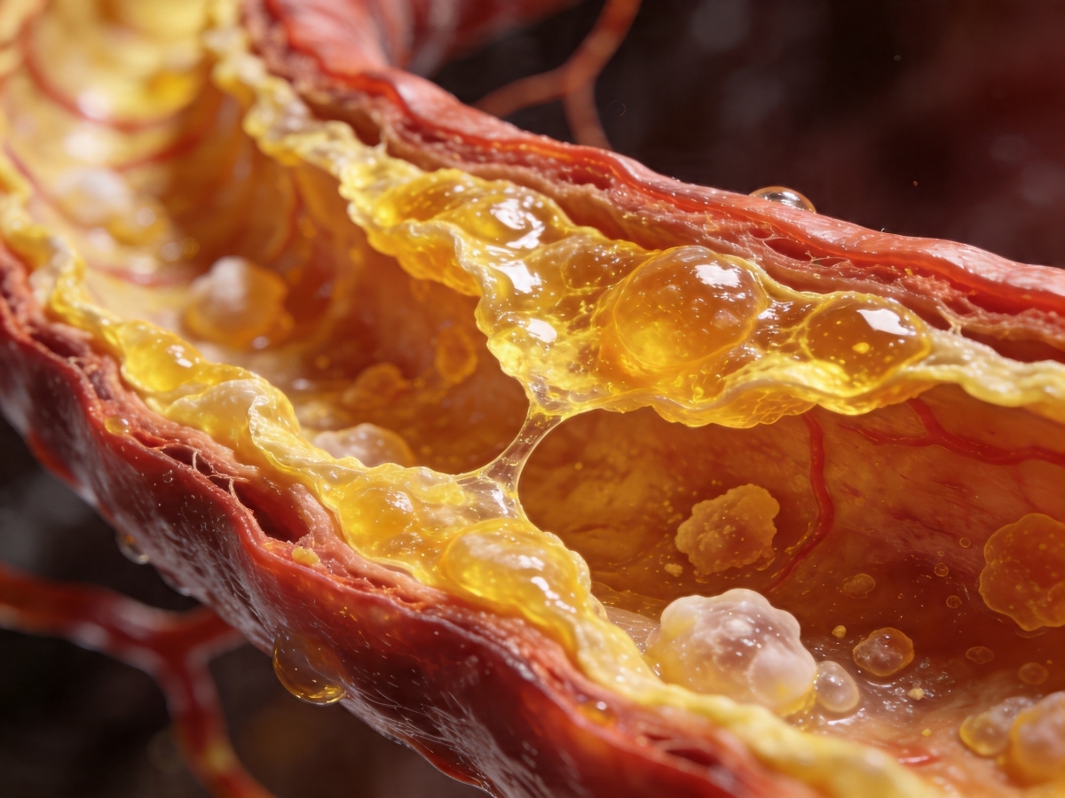 나쁜 콜레스테롤로 알려진 저밀도지단백(LDL) 콜레스테롤이 낀 혈관 이미지.  <자료:펄플렉시티>