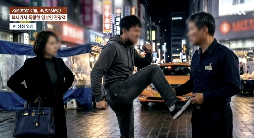 서울 중구 명동에서 택시기사가 일본인 승객에게 폭행당한 사건이 발생했다. JTBC ‘사건반장’ 보도화면 캡처(사진은 AI 생성이미지)