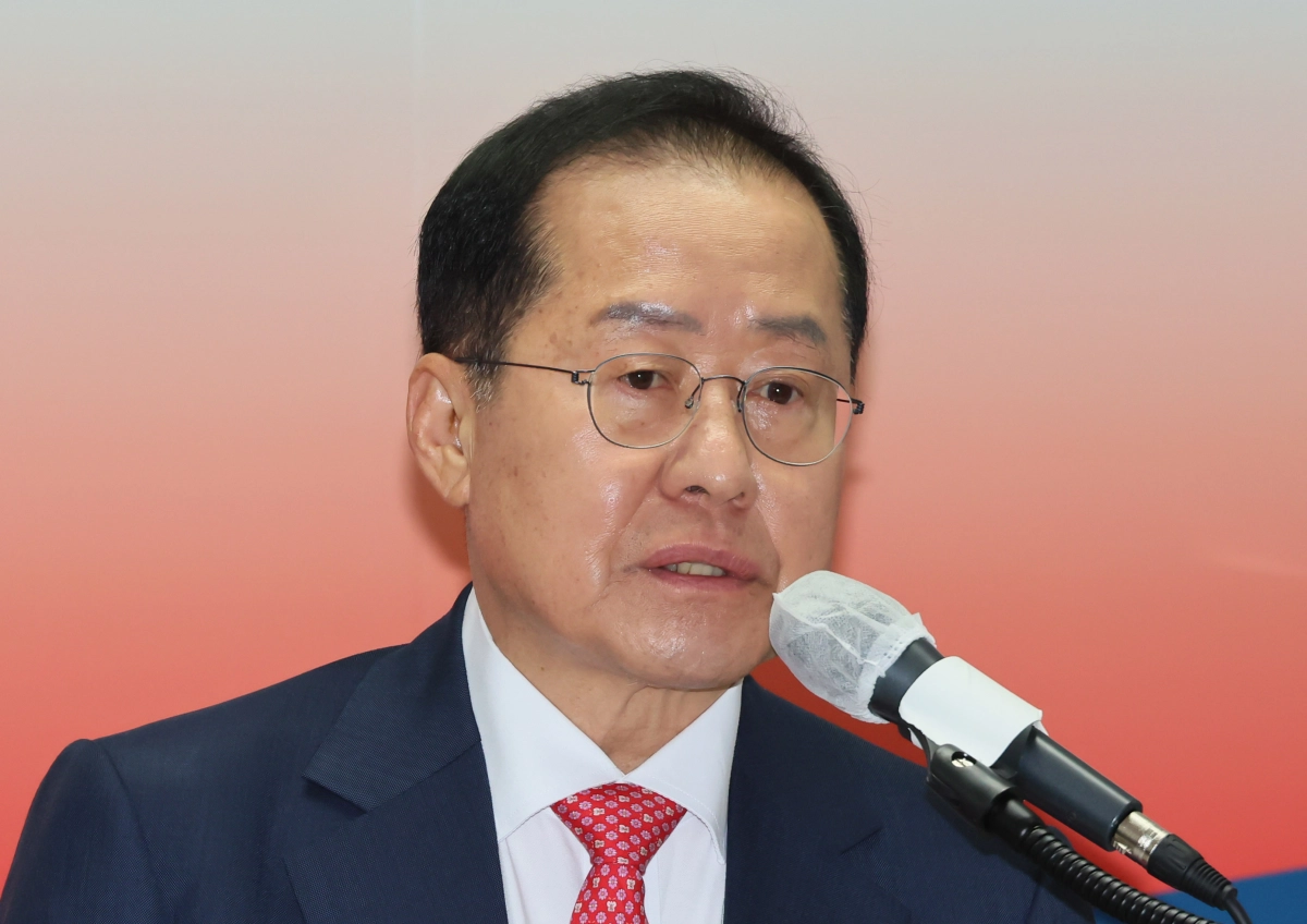 국민의힘 홍준표 대선 경선 후보가 지난해 4월 18일 서울 여의도 선거사무소에서 사회·교육·문화 분야 공약을 발표하고 있다.