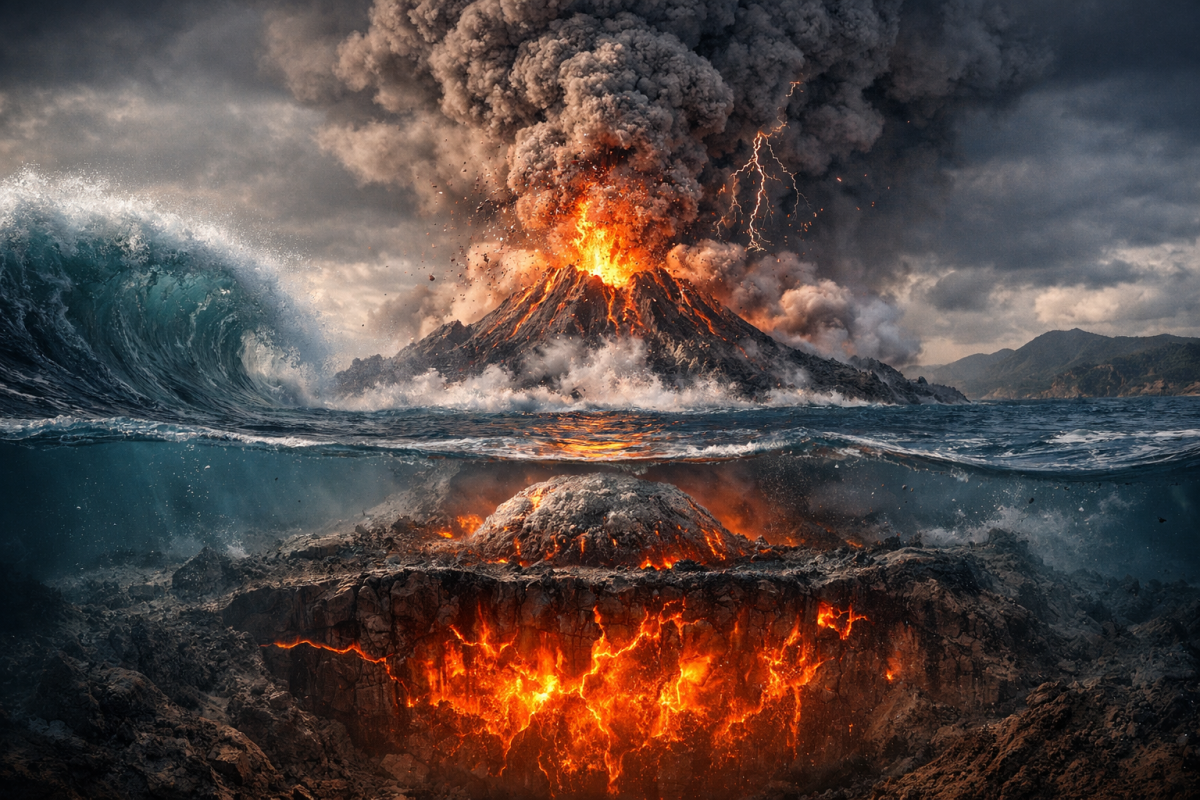 AI가 생성한 해저 화산 폭발 이미지.