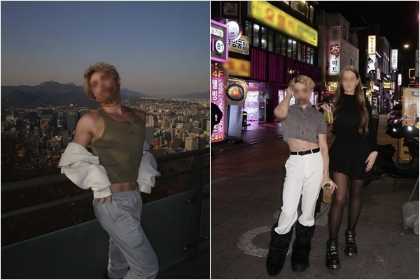 조니 헤셀그렌이 수술 후 얼굴에 멍자국이 선명한 채로 서울을 배경으로 촬영한 사진. 인스타그램(@hesselgrenjoni) 캡처