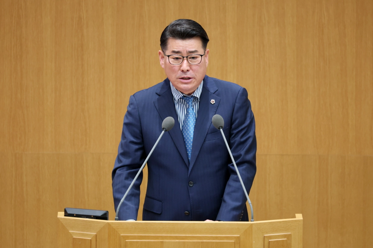 유종상 의원이 21일 열린 제389회 임시회 제1차 본회의에서 5분 자유발언을 하고 있다.(사진=경기도의회)