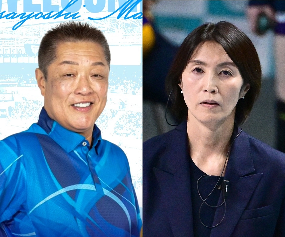 마나베 마사요시 IBK기업은행 감독과 요시하라 토모코 흥국생명 감독. IBK기업은행, 한국배구연맹 제공