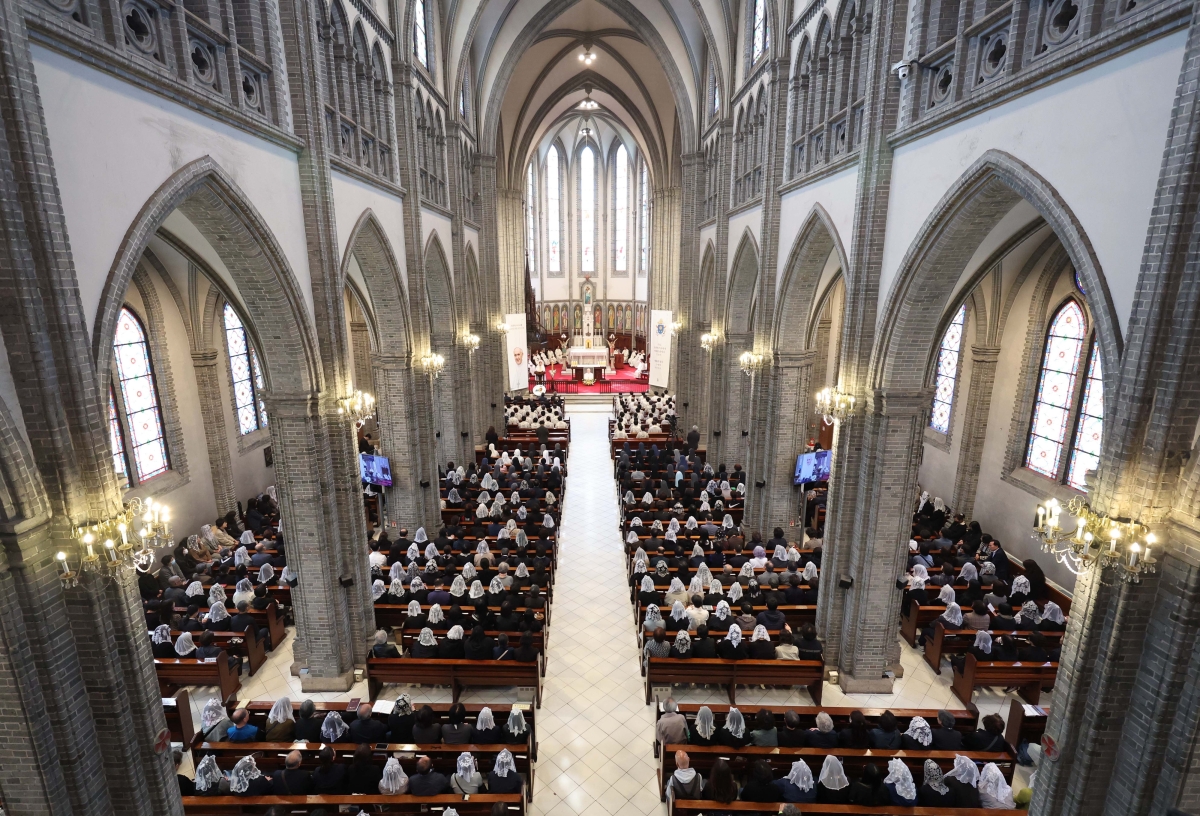 서울 중구 명동대성당의 미사 모습. 연합뉴스.