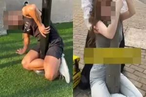 thumbnail - 다리로 가로등 감싼 女 “안 풀려” 결국 경찰 출동…SNS 유행 ‘챌린지’ 뭐길래