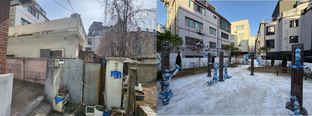 대전시가 빈집(사진 왼쪽) 정비사업을 통해 조성한 주민 쉼터. 대전시 제공