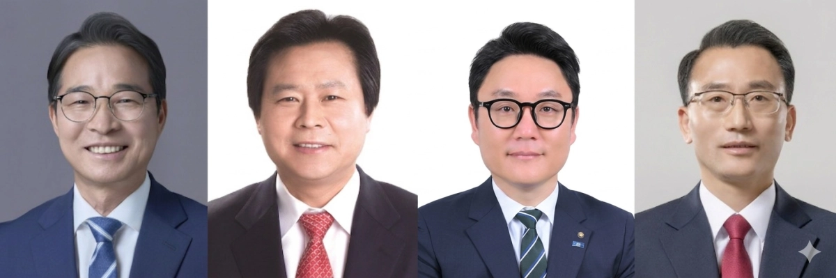 왼쪽부터 민주당 송순호·국민의힘 강기윤·조국혁신당 심규탁·개혁신당 강명상 후보. 2064.4.23. 중앙선거관리위원회 누리집 갈무리