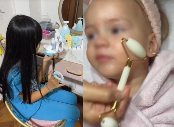 소셜미디어(SNS) 등 온라인에서 어린이 인플루언서를 활용한 화장품 마케팅 시장이 과열되며 논란이 확산하고 있다. 틱톡 캡처