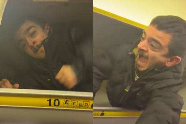 유럽 최대 저가 항공사 ‘라이언에어’를 이용하던 한 승객이 항공료를 아끼겠다며 기내 선반에 몸을 숨기는 소동을 벌여 논란이 일고 있다. 틱톡 캡처