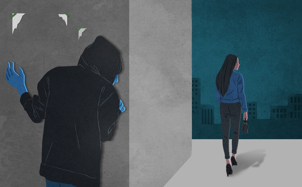 스토킹 범죄 이미지. 아이클릭아트