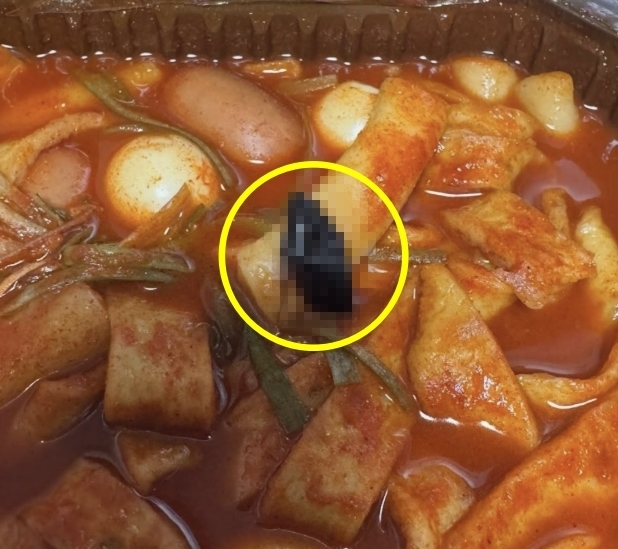 한 분식 프랜차이즈의 떡볶이에서 바퀴벌레로 추정되는 이물질이 나와 논란이다. 소셜미디어(SNS) 스레드 캡처