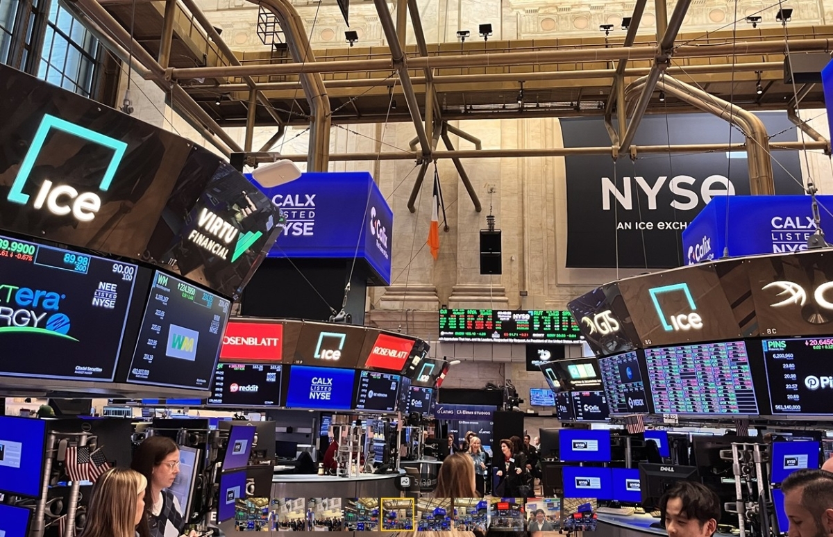 22일(현지시간) 미국 뉴욕증권거래소(NYSE) 트레이딩 플로어 2026.4.23