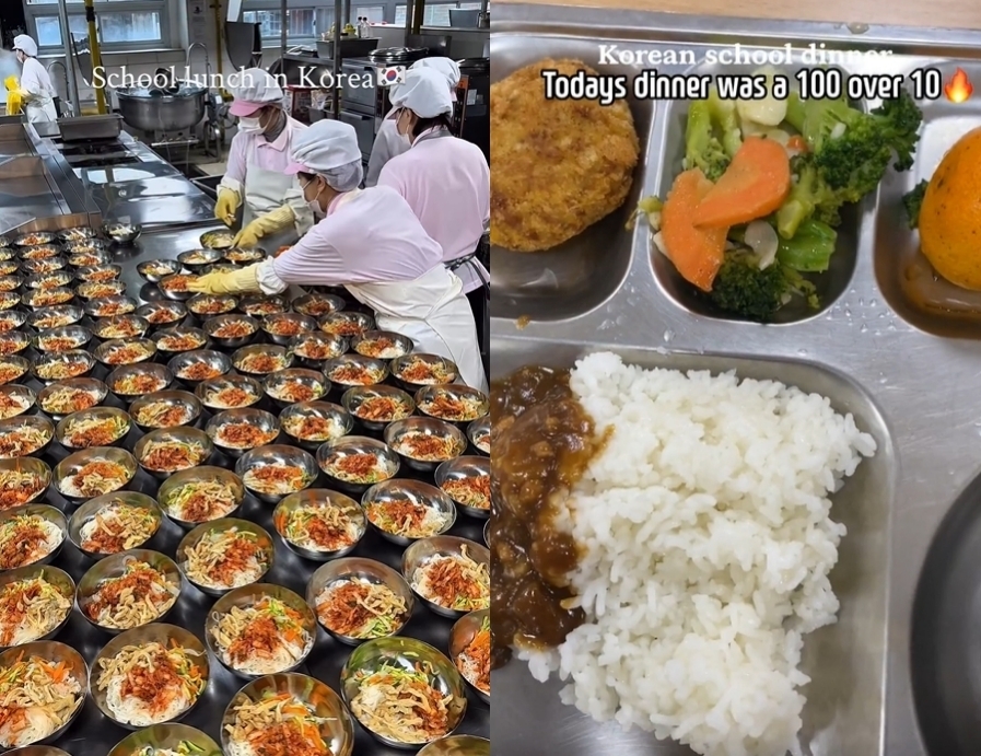 한국 급식. 인스타그램 jukananan727, 틱톡 Bontle Nawa 캡처