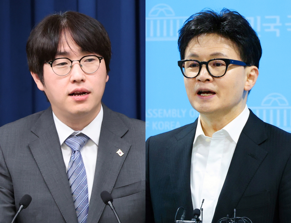 하정우 전 청와대 AI 미래기획수석비서관(사진 왼쪽)과 무소속 한동훈 전 국민의힘 대표. 뉴스1