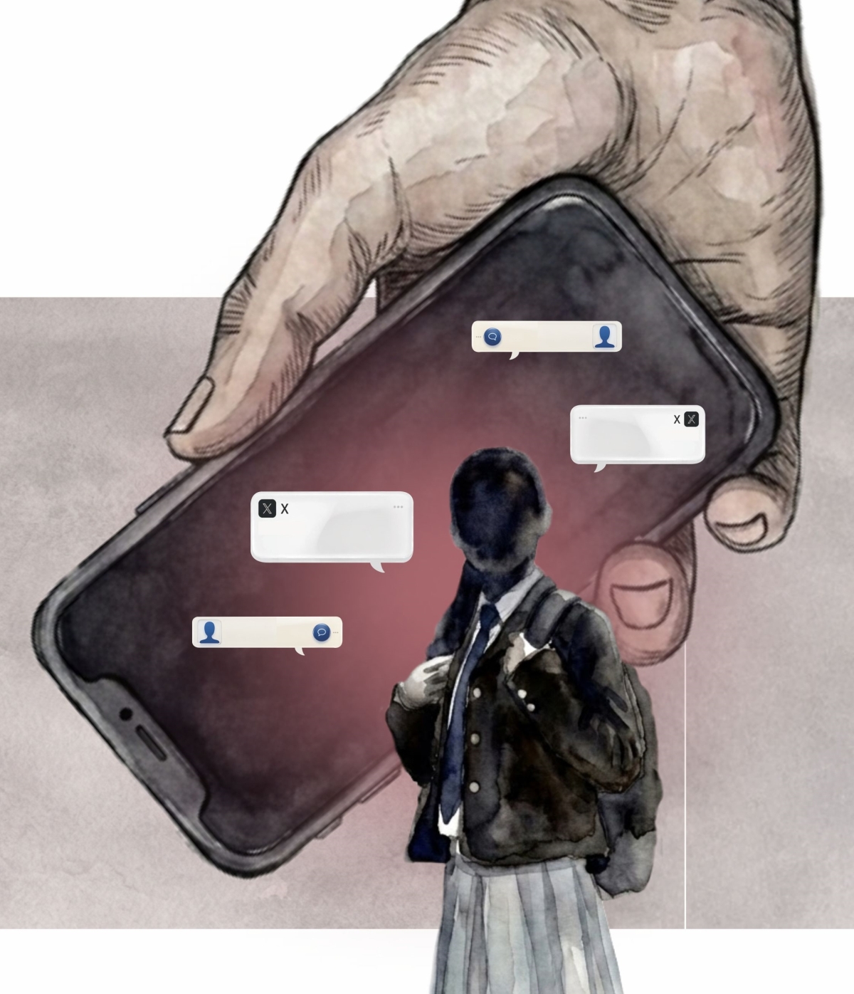 온라인 성착취는 이후 아이들의 삶은 무너진다. 서울신문이 피해자 117명을 대상으로 진행한 온라인 설문조사에서도 피해 이후 자책에서 벗어나지 못하는 모습이 고스란히 드러났다. 그루밍이 심화하면서 가해자에게 피해를 입는 아이들의 모습을 표현한 이미지 서울신문DB