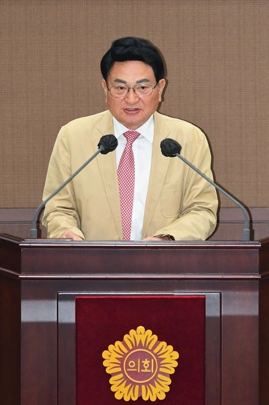 지난 28일 제335회 서울시의회 임시회 본회의 5분 자유발언을 하는 홍국표 의원. 서울시의회 제공