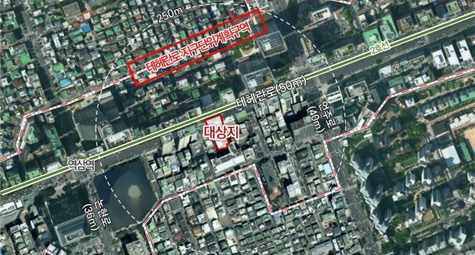서울 강남구 역삼동 719-1번지 일대 위치도. 서울시 제공