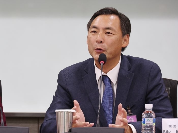 모스 탄 미국 리버티대 교수가 지난해 3월 6일 서울 여의도 국회 의원회관에서 열린 ‘대한민국 자유민주주의·법치주의 위기와 한미 자유동맹의 길’ 세미나에서 발언하고 있다. 연합뉴스