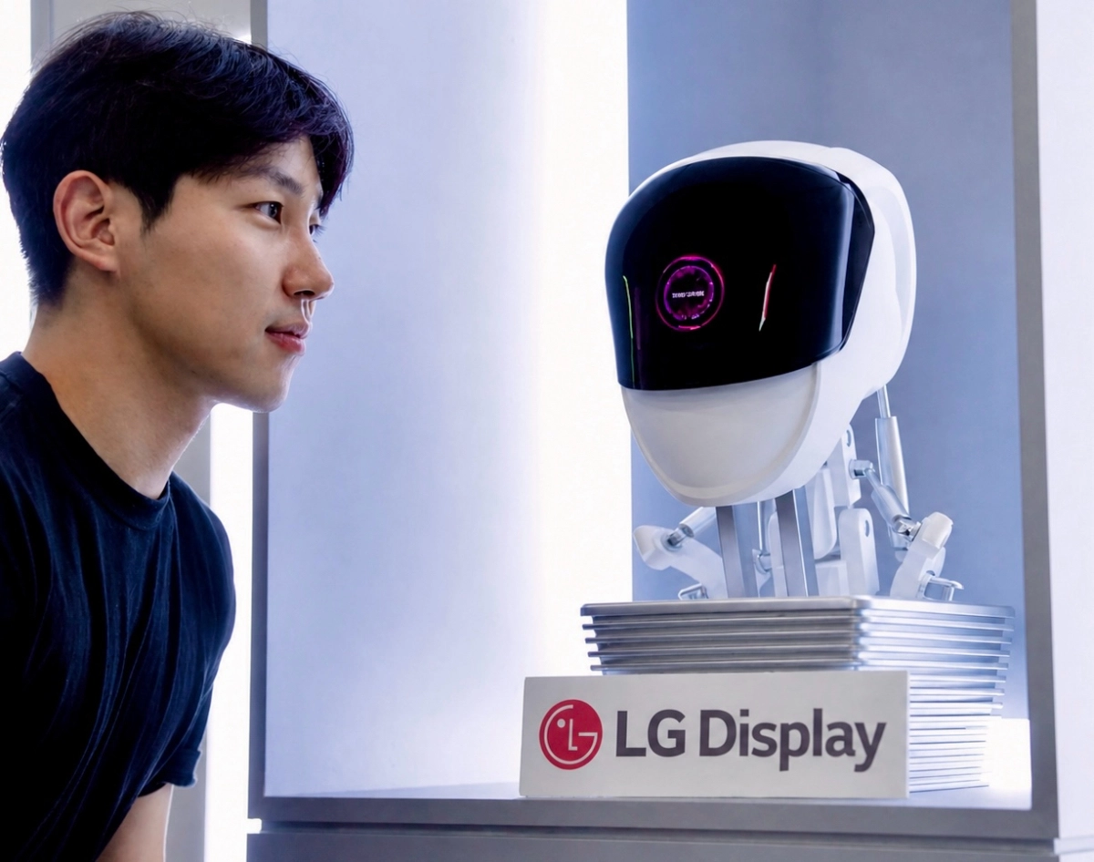 LG디스플레이가 대중을 대상으로 처음 공개한 휴머노이드 디스플레이 ‘플라스틱(P)-OLED’ 제품. LG디스플레이 제공