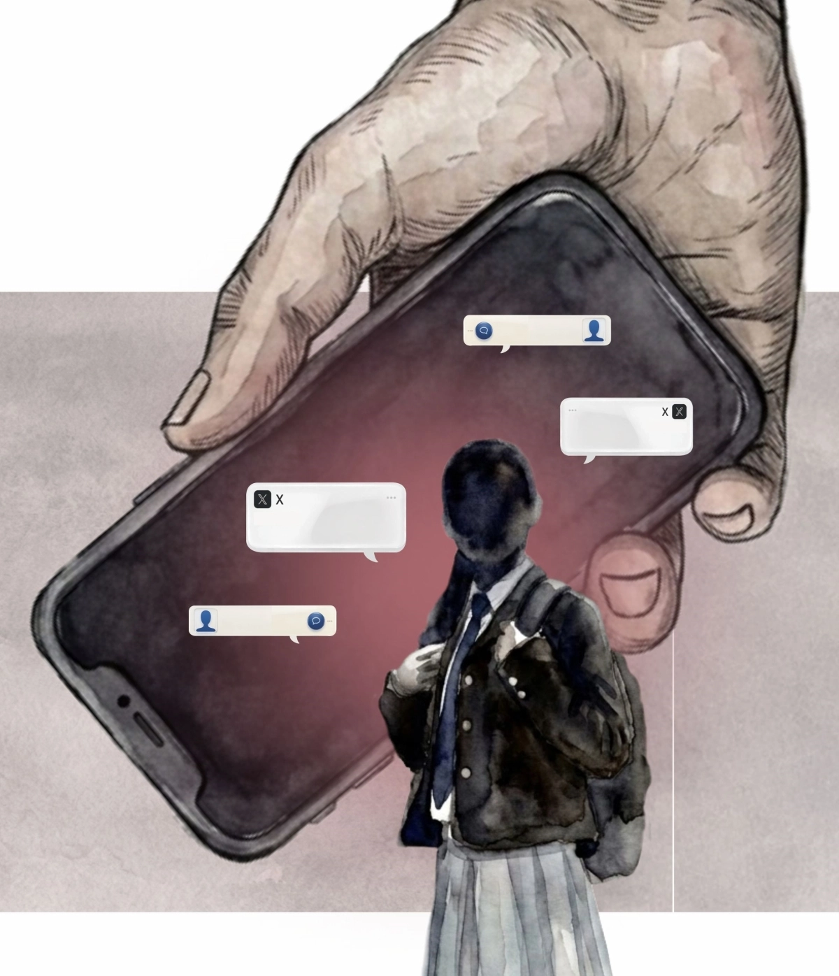 온라인 성착취는 이후 아이들의 삶은 무너진다. 그루밍이 심화하면서 가해자에게 피해를 입는 아이들의 모습을 표현한 이미지. 서울신문DB