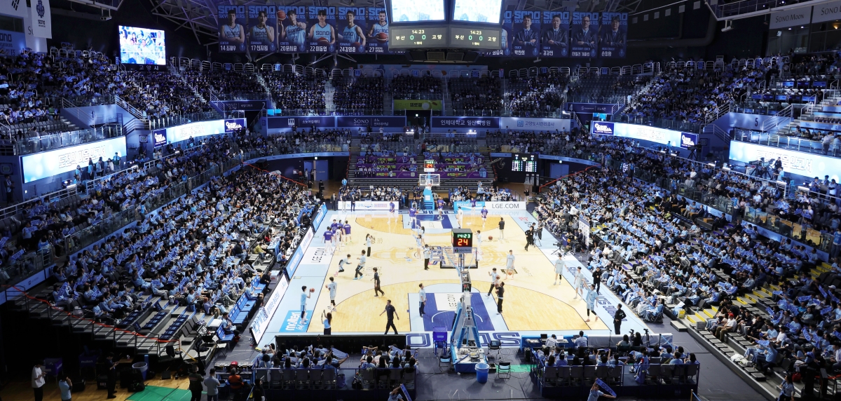 5일 경기도 고양시 일산서구 고양 소노 아레나에서 열린 ‘2025-2026 KBL 챔피언결정전 1차전’ 고양 소노 스카이거너스와 부산 KCC 이지스의 경기가 열리기 앞서 팬들이 응원하고 있다. 2026.05.06 뉴시스