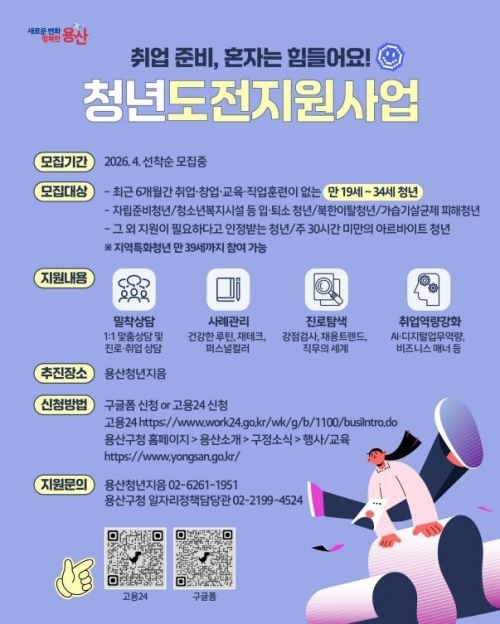“미취업청년 사회 진입 돕는다” 용산구, 청년도전지원사업