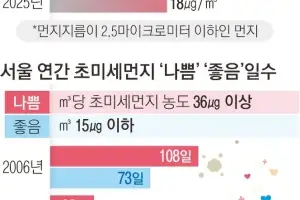 서울, 초미세먼지 20년 새 40% 줄었다