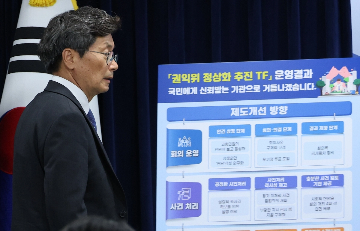 권익위 정상화 추진 TF 결과 발표하는 정일연 위원장