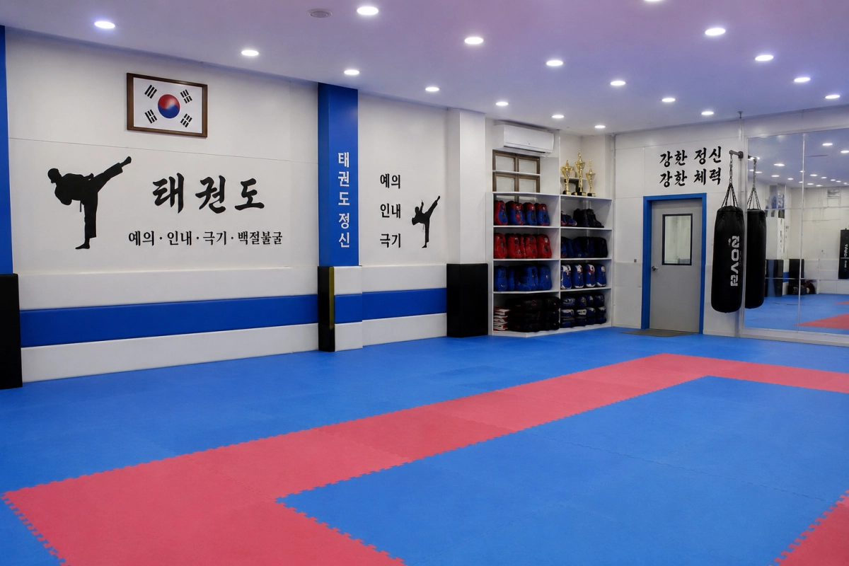 인공지능(AI) 도구로 생성한 태권도장 자료 사진.