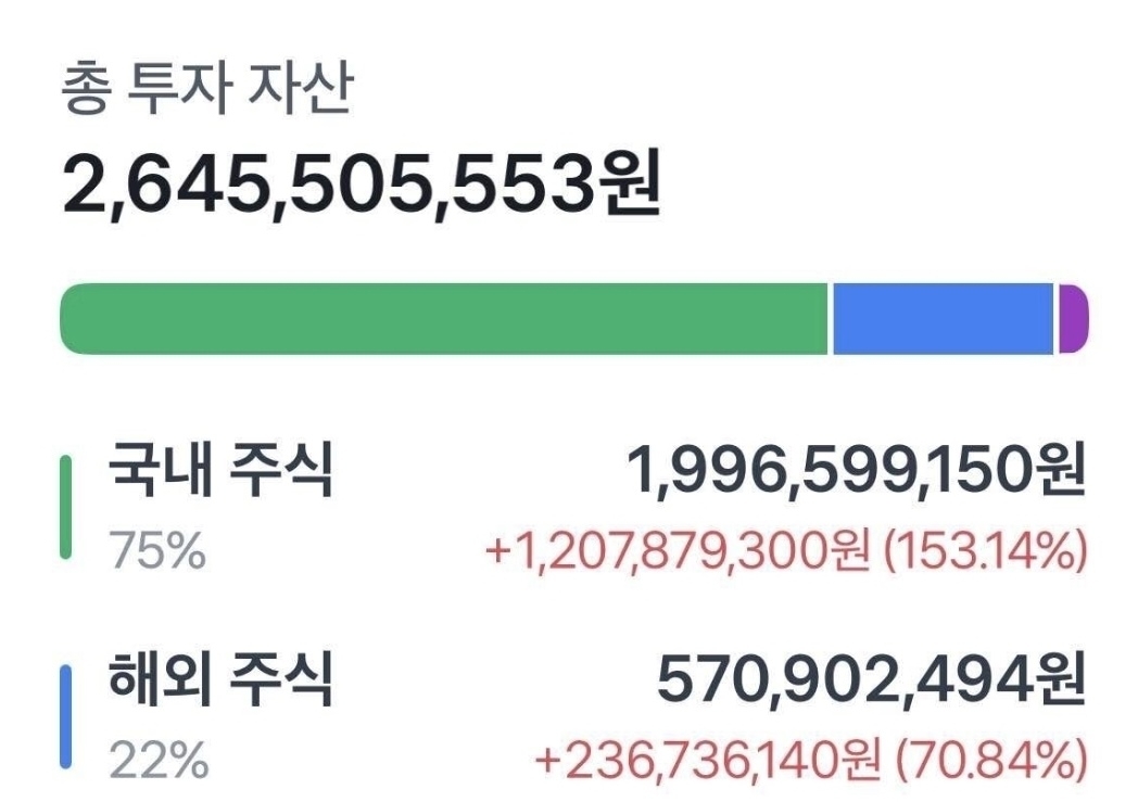 자신을 ‘92년생 흙수저 여성’이라고 소개한 A씨가 공개한 주식 계좌. 2024년 삼성전자가 5만원대로 내려갔을 때 집중 매수한 뒤 단 한 주도 팔지 않았다고 A씨는 설명했다. 자료 : 블라인드
