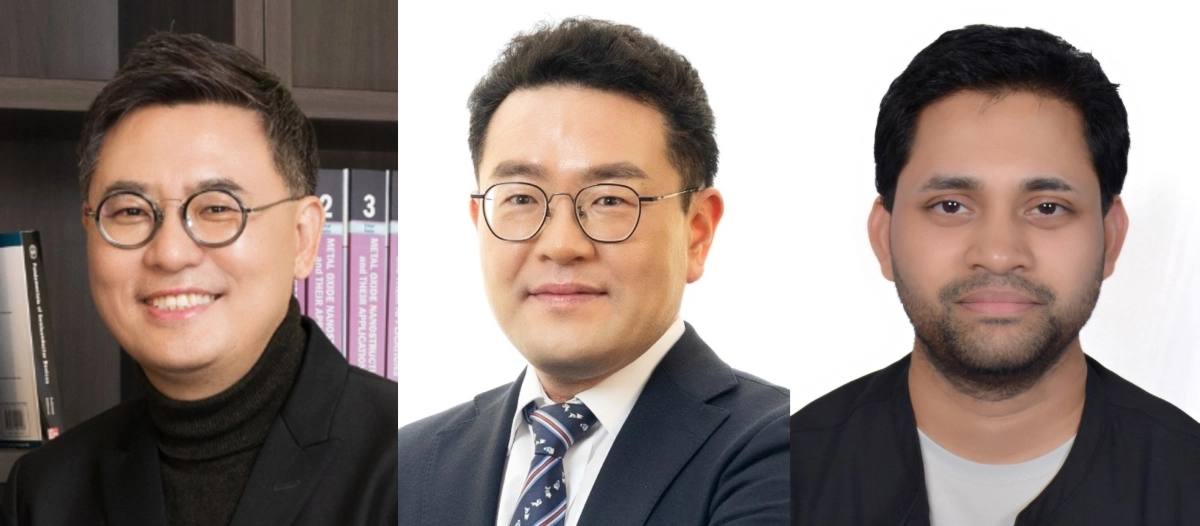 왼쪽부터 김수현 교수, 권순용 교수, 제1저자 데바난다 모하파트라 연구교수. UNIST 제공