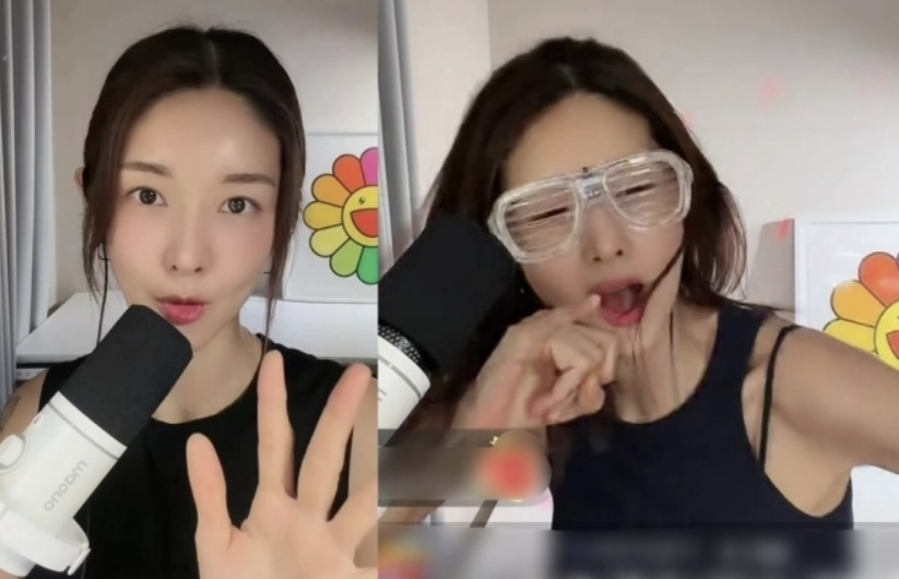 배우 김빈우가 새벽에 아파트 1층에서 마이크로 노래를 부르는 라이브 방송을 하다 ‘층간소음을 유발한다’는 비판을 받고 사과했다. 자료 : 김빈우 틱톡